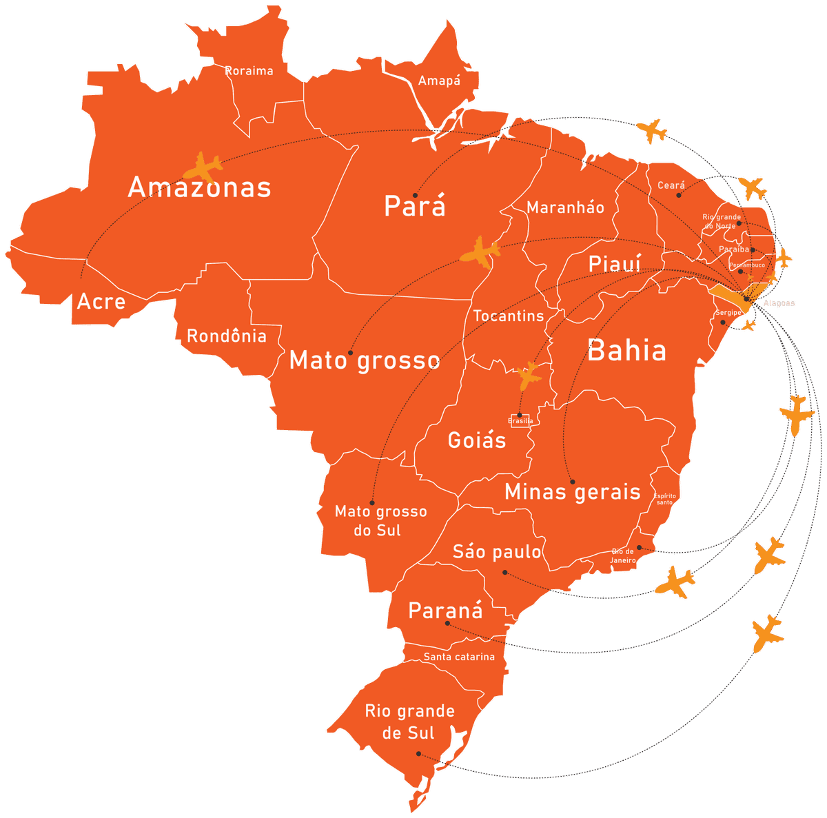 Mapa de atuação da Mandala 360 no Brasil